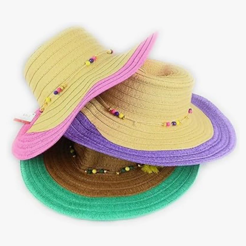 NEW Threshold Womens Pink Beach Sun Hat Floppy Beaded